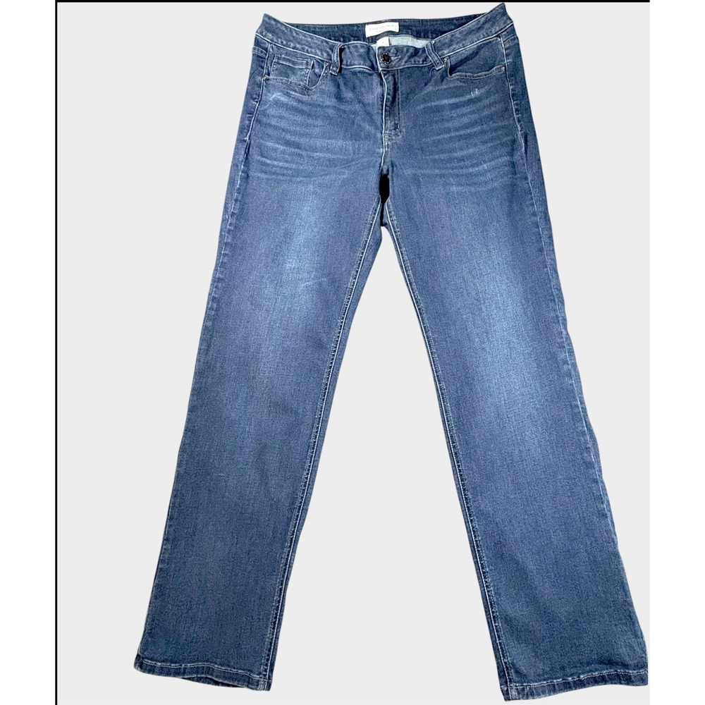 Lane Bryant Essential Stretch Straight Jeans Womens 18 Mid Rise Dark Wash Denim